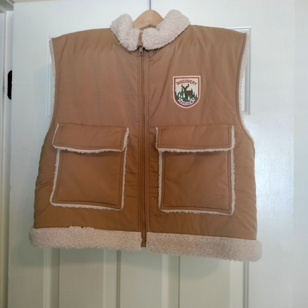 NWT Elodie Camel Brown Fleece Vest Women's Size M